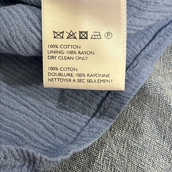 Free People Chambray Mini Dress Romper L Blue Mist Denim Look Boho Flare Sleeves - Picture 12 of 13